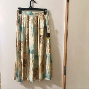 Sag Harbor NWT Women's Patchwork Print Size S Teacher Boho Coastal Midi Skirt